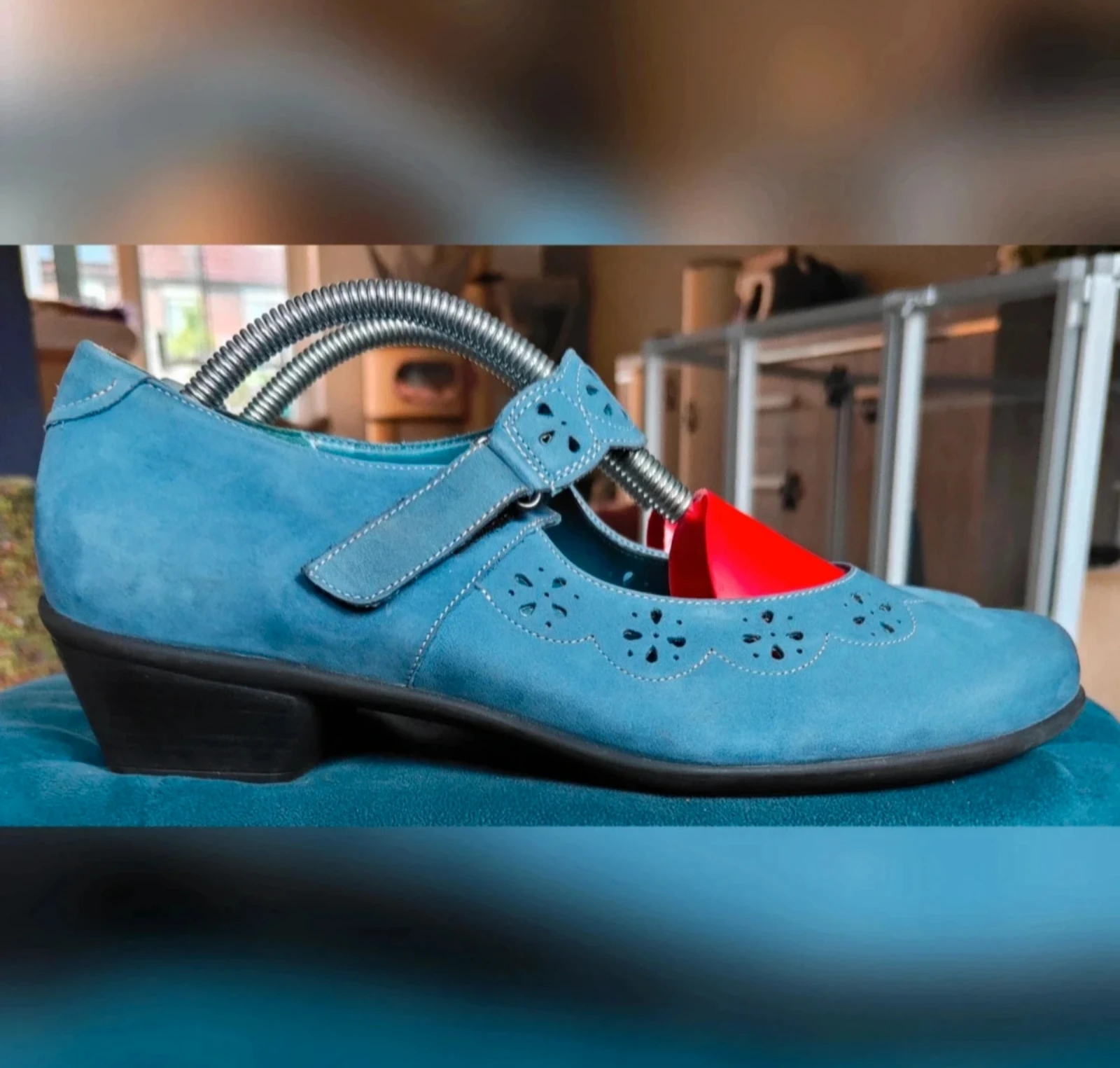 Blauw suede Mary Jane/bandschoenen Durea maat 42